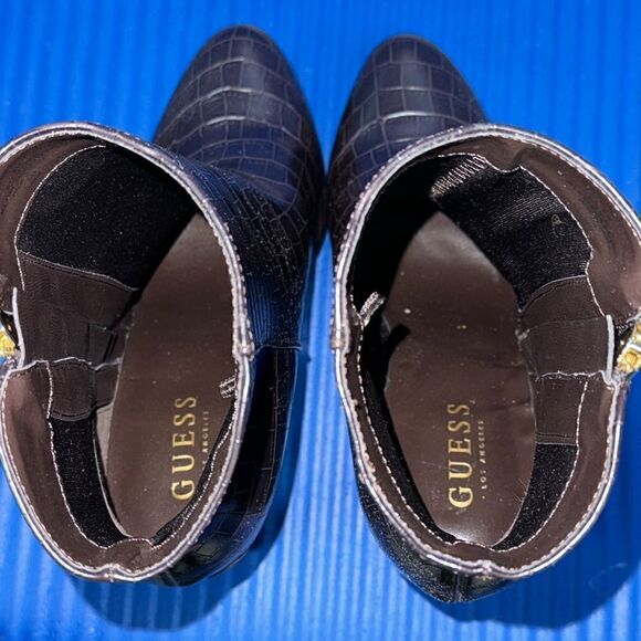 Size 9- Women’s Guess Platform Booties Brown Croc Gold Zipper NEW - Picture 5 of 8